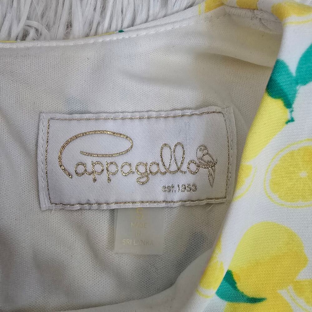 Pappagallo White Boho Spring‎ Lemon Print Butter Yellow Midi Dress Small - Picture 7 of 12